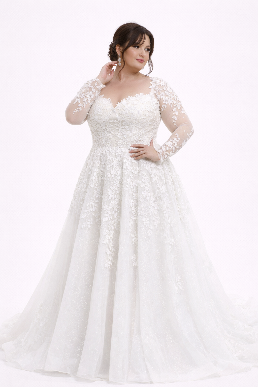 Pearl – Romantic A-Line Wedding Dress with Sheer Lace Sleeves