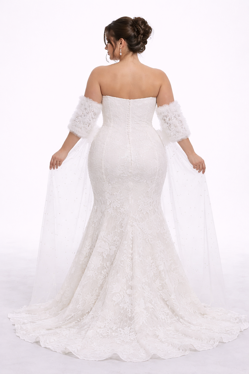 Thumbnail: Pia – Strapless Mermaid Wedding Dress with Beaded Lace & Detachable Shawl