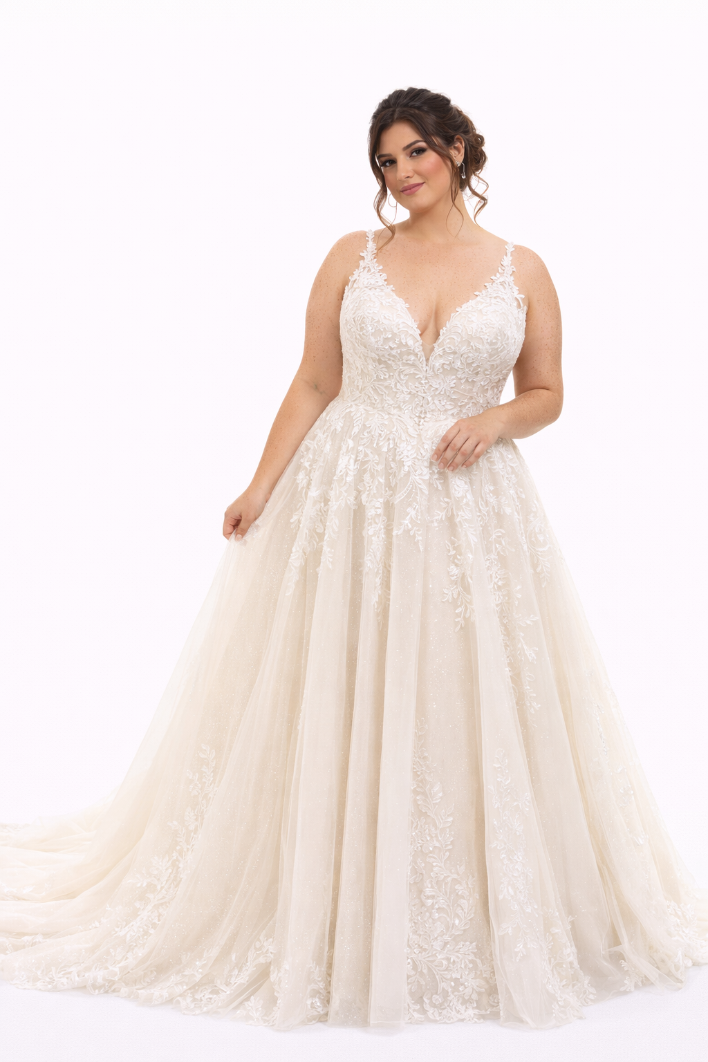 Calliope - Stunning Tulle Lace Glitter Tulle Ballgown Wedding Dress