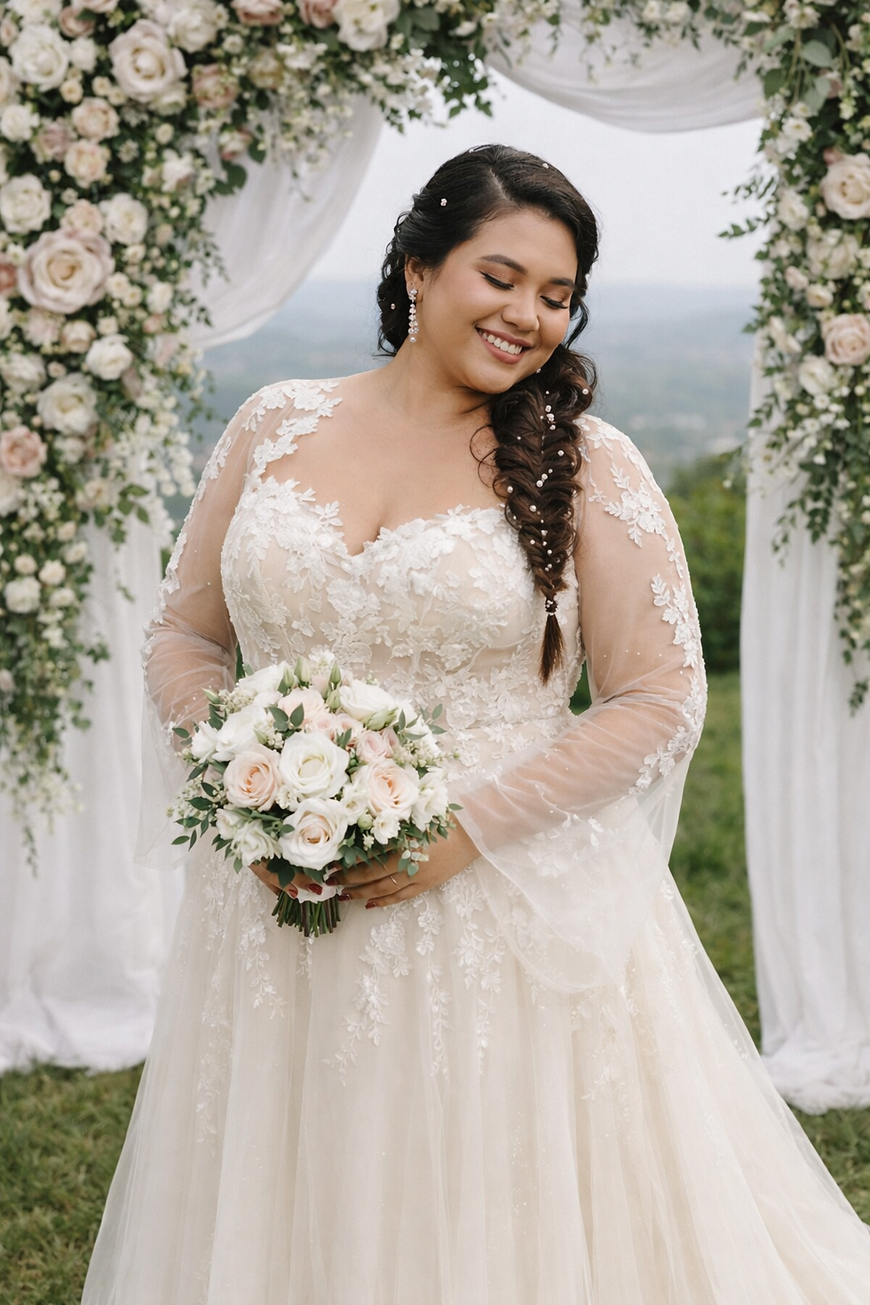 Thumbnail: Lexie – Ethereal Floral Lace Long Sleeve A-Line Wedding Dress