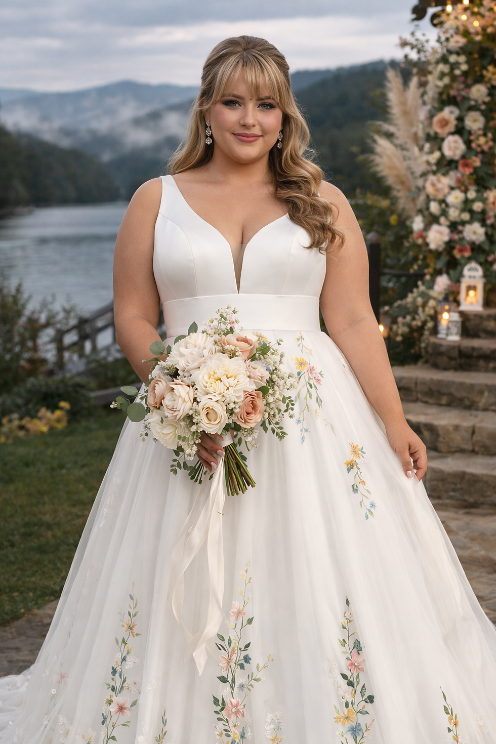 Thumbnail: Willa Wedding Dress – Deep V Lace A-Line Glitter Bridal Gown