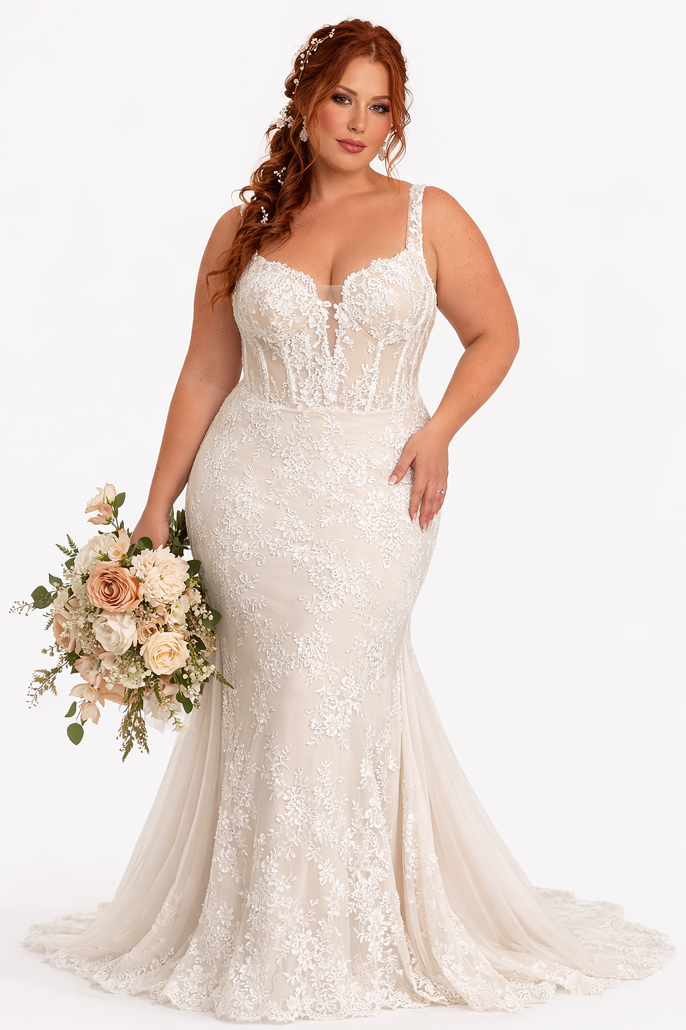 Thumbnail: Blake – Romantic Floral Lace Wedding Dress with Cascading Ivy Details