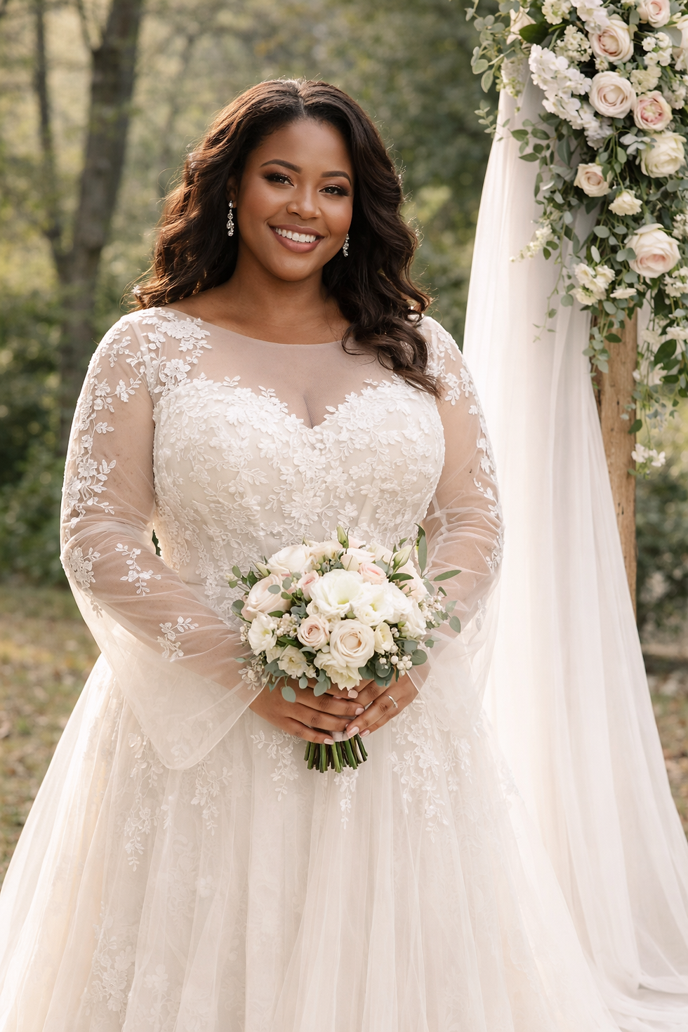 Thumbnail: Elena – 3D Floral Lace Wedding Dress with Bateau Neckline