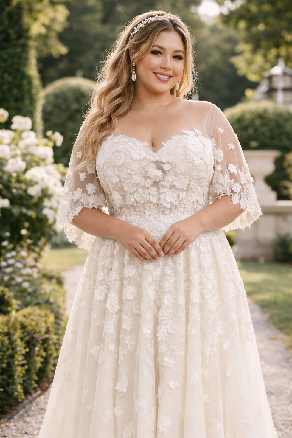 Thumbnail: Brook Wedding Dress – Elegant A-Line Gown with Sweetheart Neckline & Floral Deta