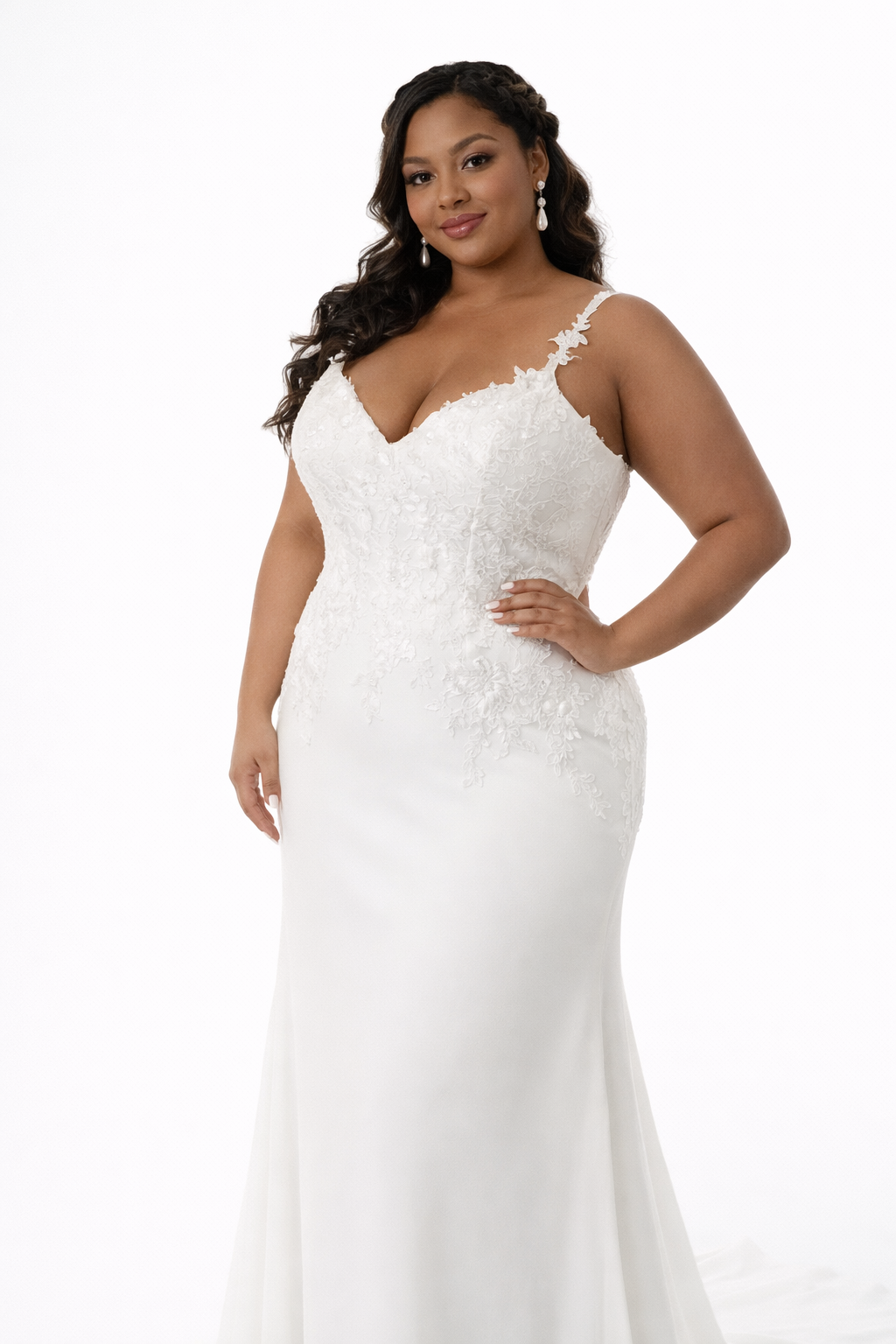 Margaret Wedding Dress – Mermaid Lace & Satin Gown with Structured Bodice