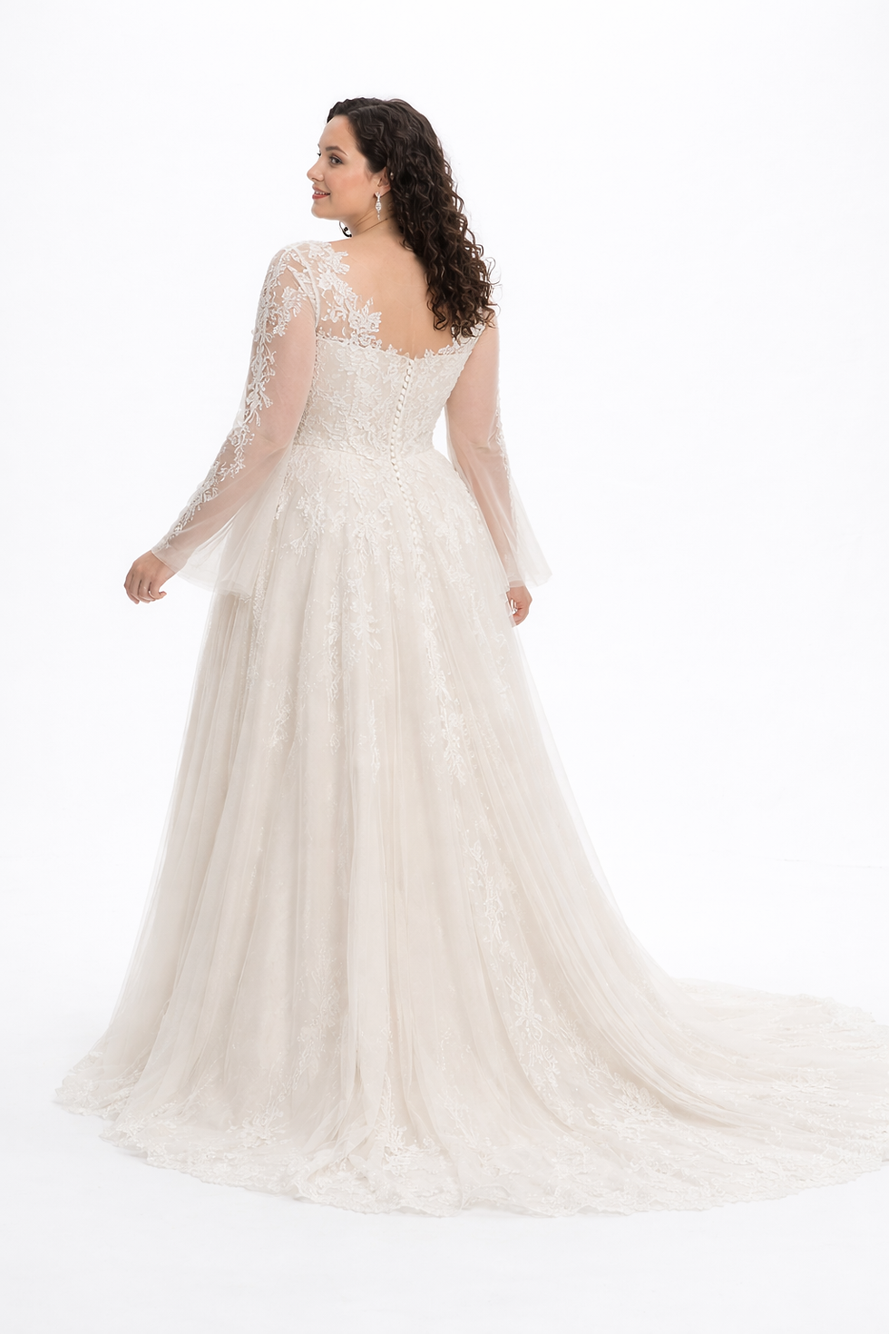 Thumbnail: Lexie – Ethereal Floral Lace Long Sleeve A-Line Wedding Dress