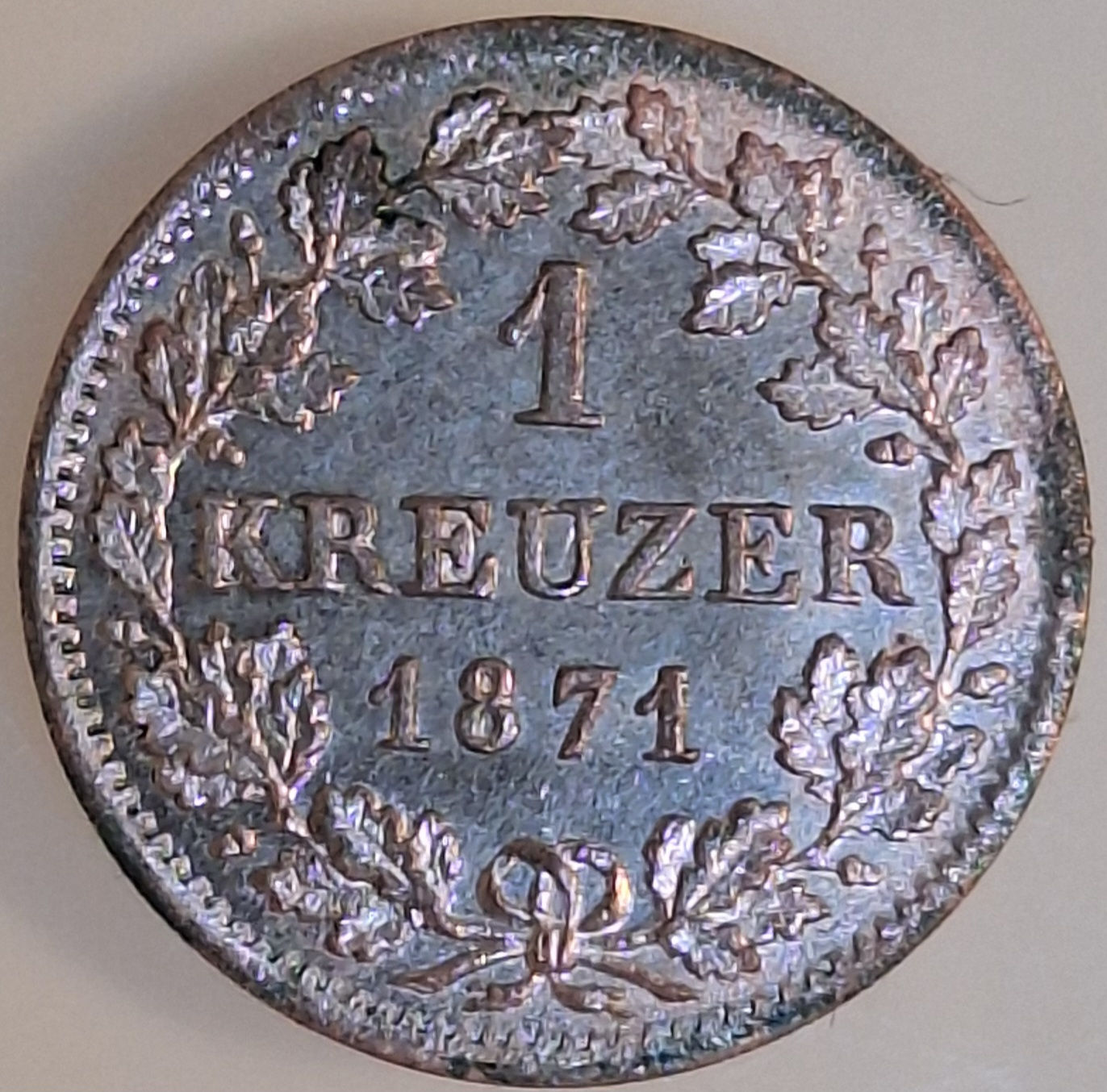1 Kreuzer 1871 Bayern Prägefrisch-Stempelglanz Erstabschlag KR-1-Bay-1871-1-1A