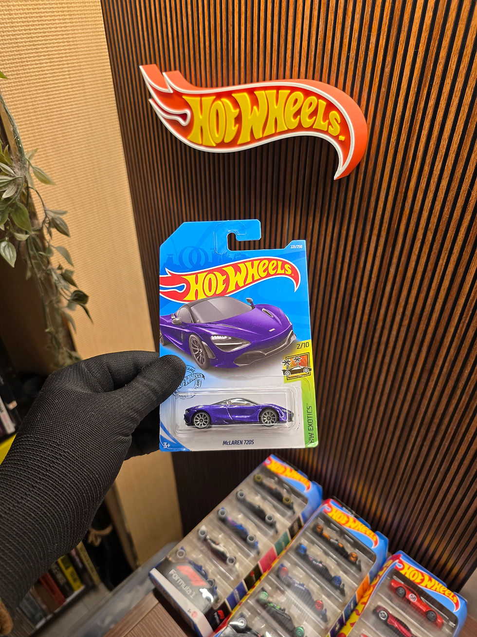 Hot Wheels McLaren 720S Purple die-cast collectible in original blister packaging