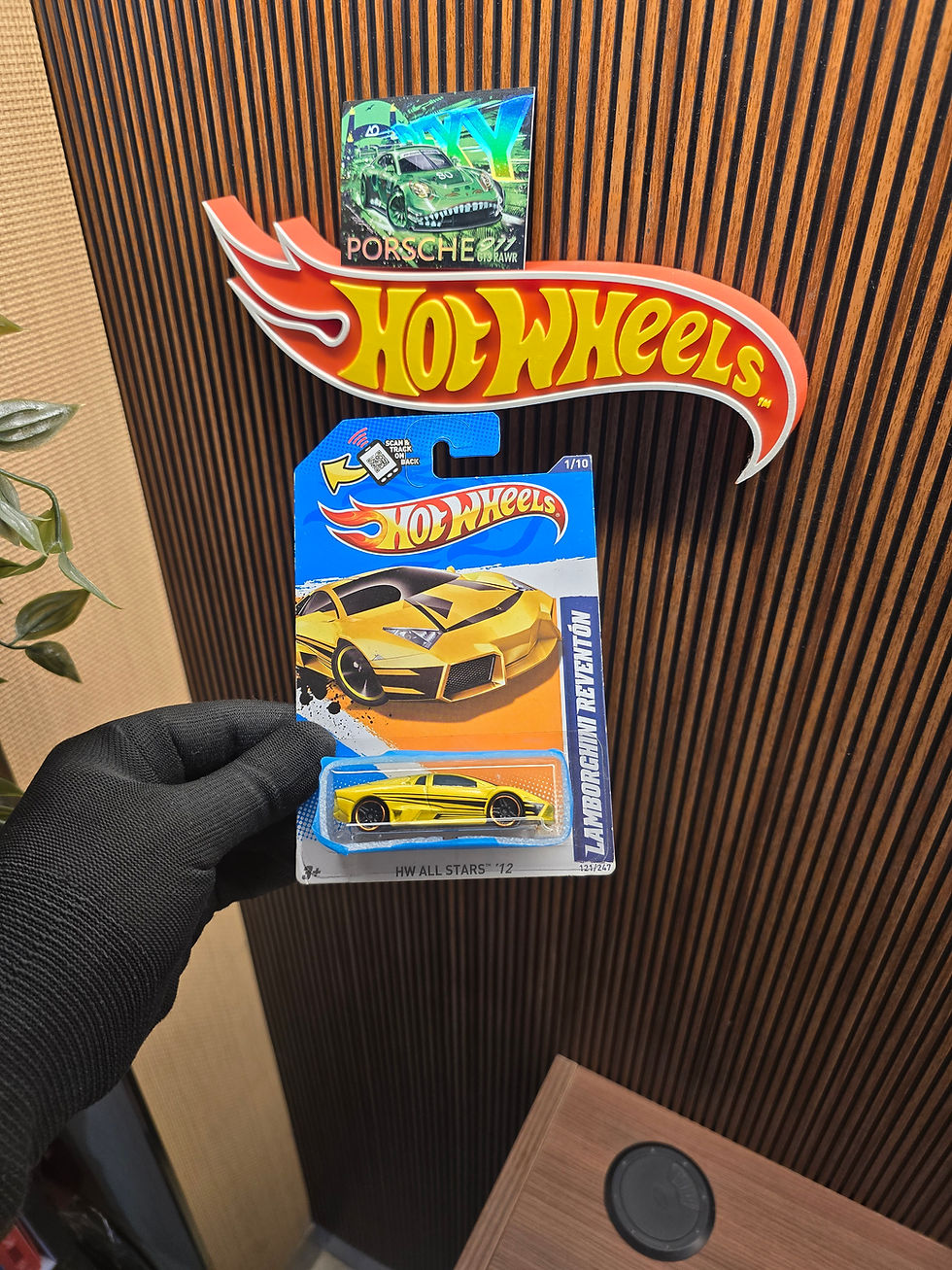 Front blister card packaging of Hot Wheels Lamborghini Reventon 1:64 diecast car