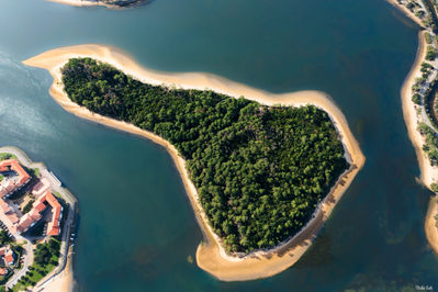 Lac marin vu du ciel à Vieux-Boucau. Photographie d'art des Landes, Cliché Salé.