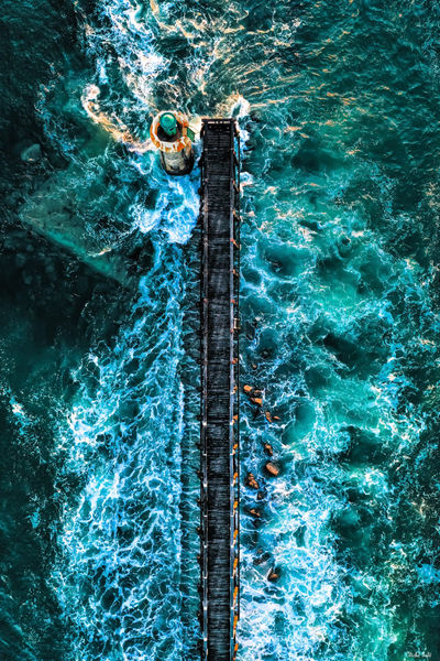 Estacade vue du ciel à Capbreton. Photographie d'art des Landes, Cliché Salé.