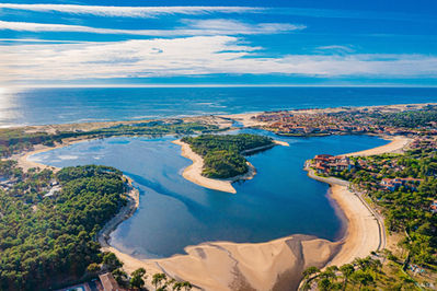 Lac marin vu du ciel à Vieux-Boucau. Photographie d'art des Landes, Cliché Salé.