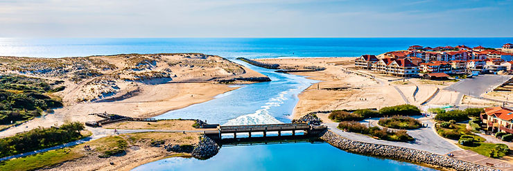 Le lac marin de Vieux-Boucau vu du ciel, tirage d'art Tropical