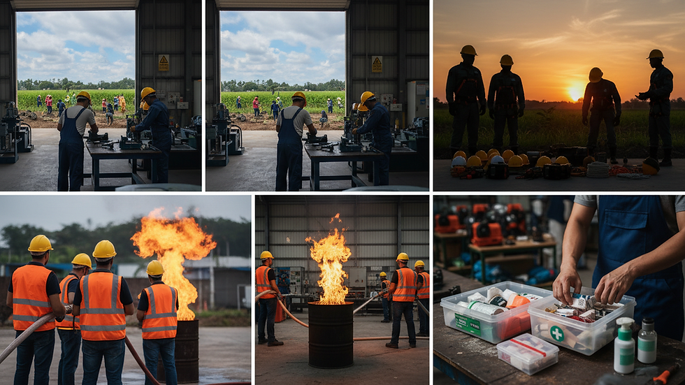 Eye-level view of a training session in progress at an industrial safety workshop