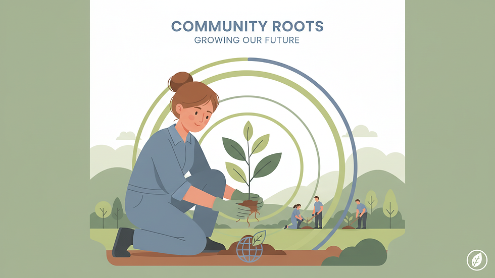 Close-up of young woman planting a sapling in a community environmental project