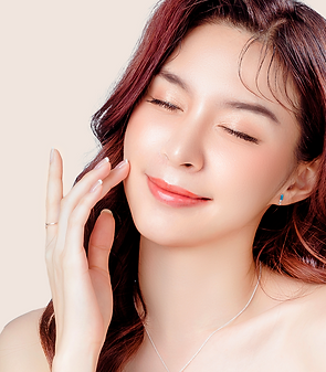 pretty-korean-woman-touching-clear-skin-smiling