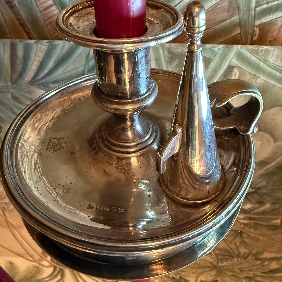 Thumbnail: Pair Late Victoria EPNS Chamber Candlesticks, with snuffers