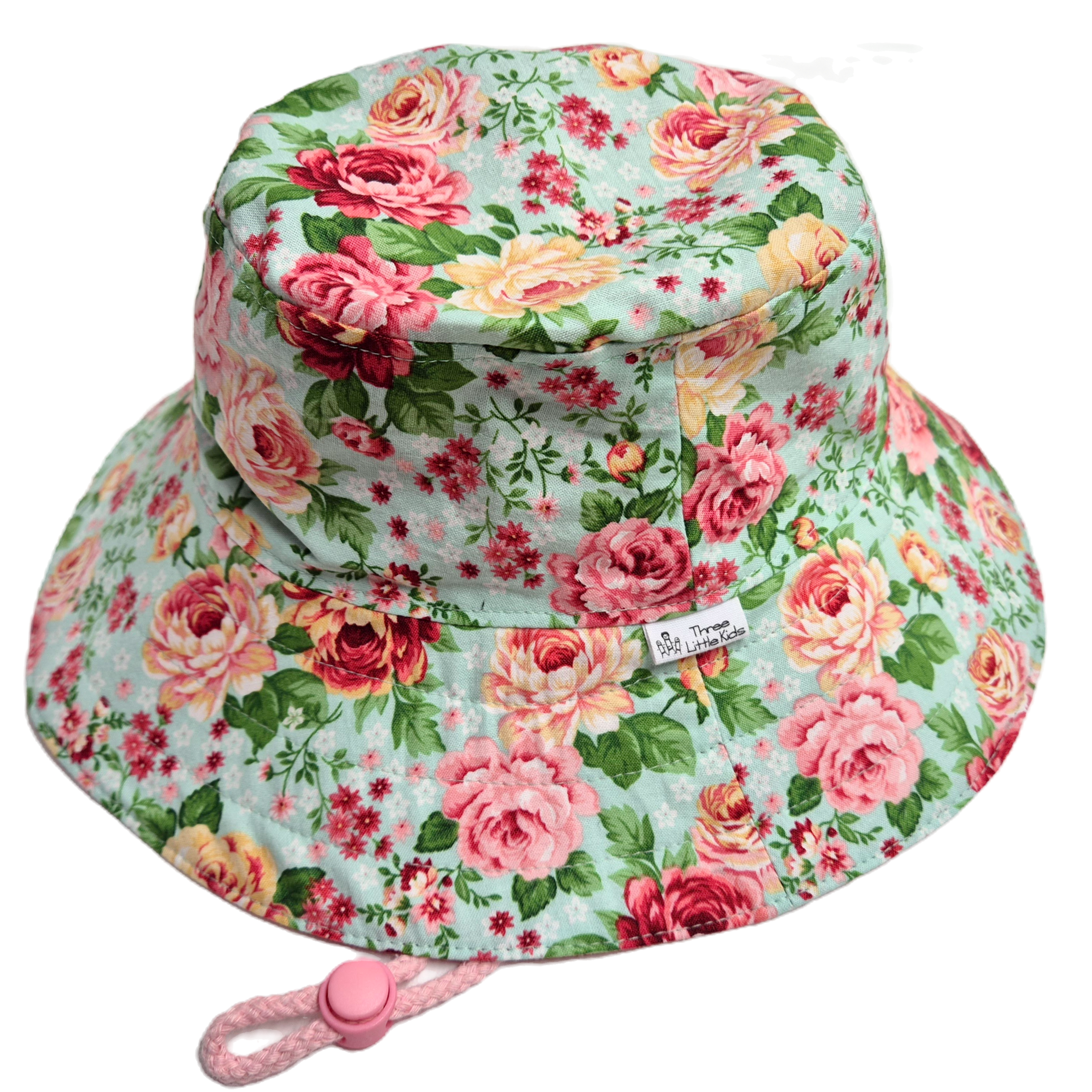 Aqua/Pink Floral Sunhat