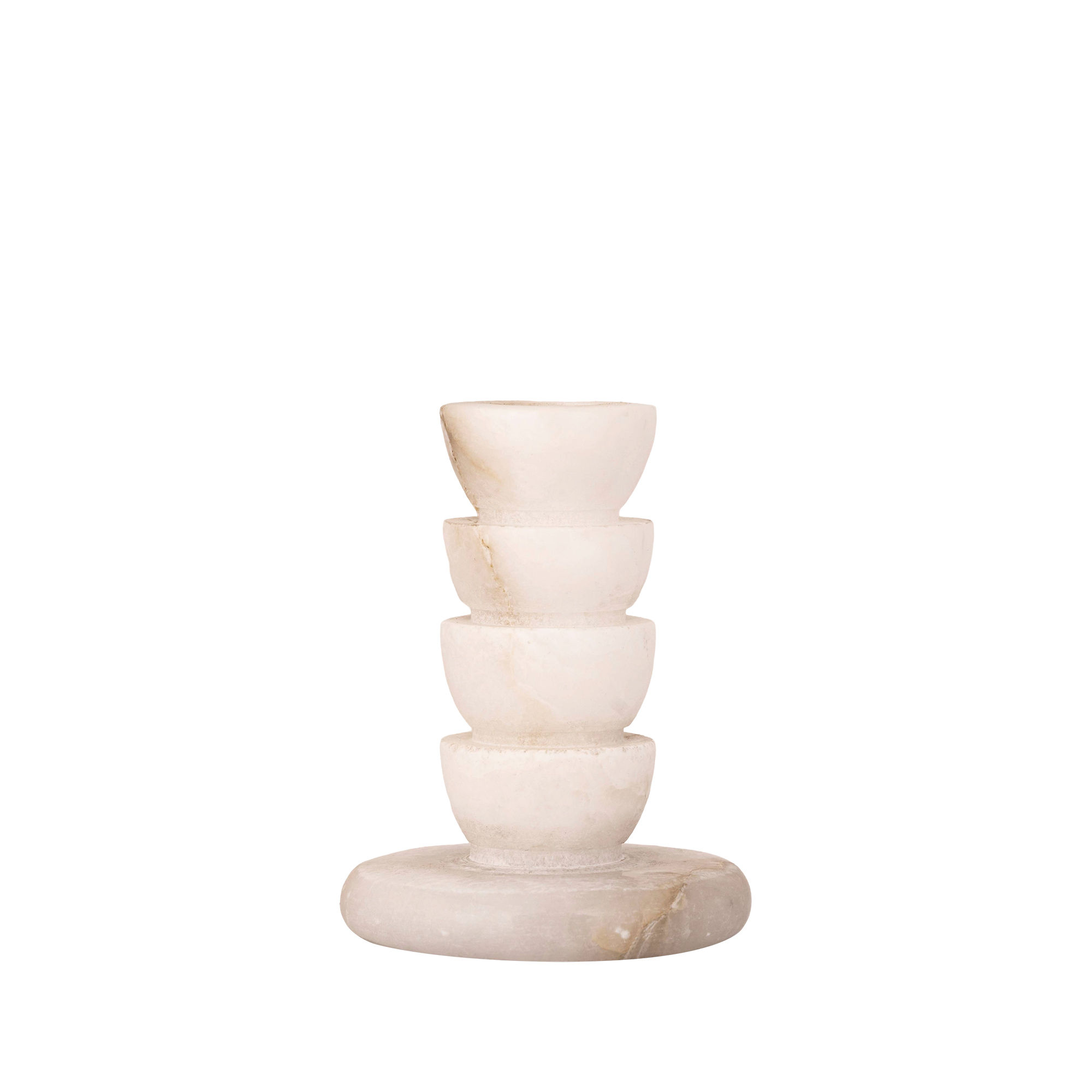 Gwena Natural alabaster candle holder layers M, 10.0 x 10.0 x 12.0 cm