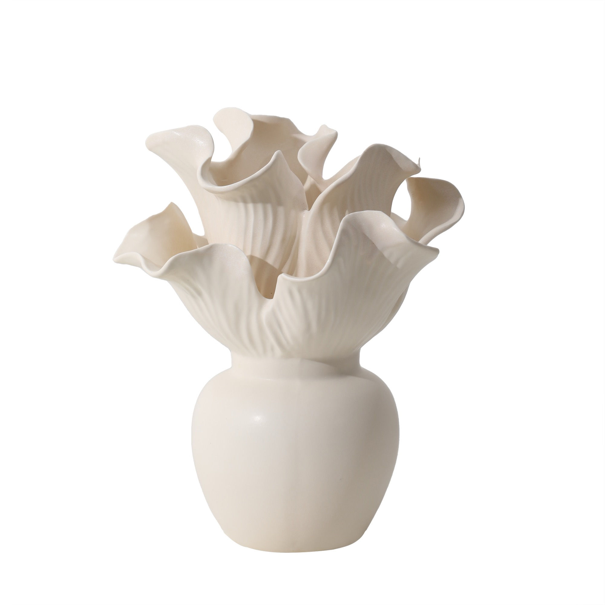 Elleen Cream ceramic organic shaped vase, 23x23x28cm