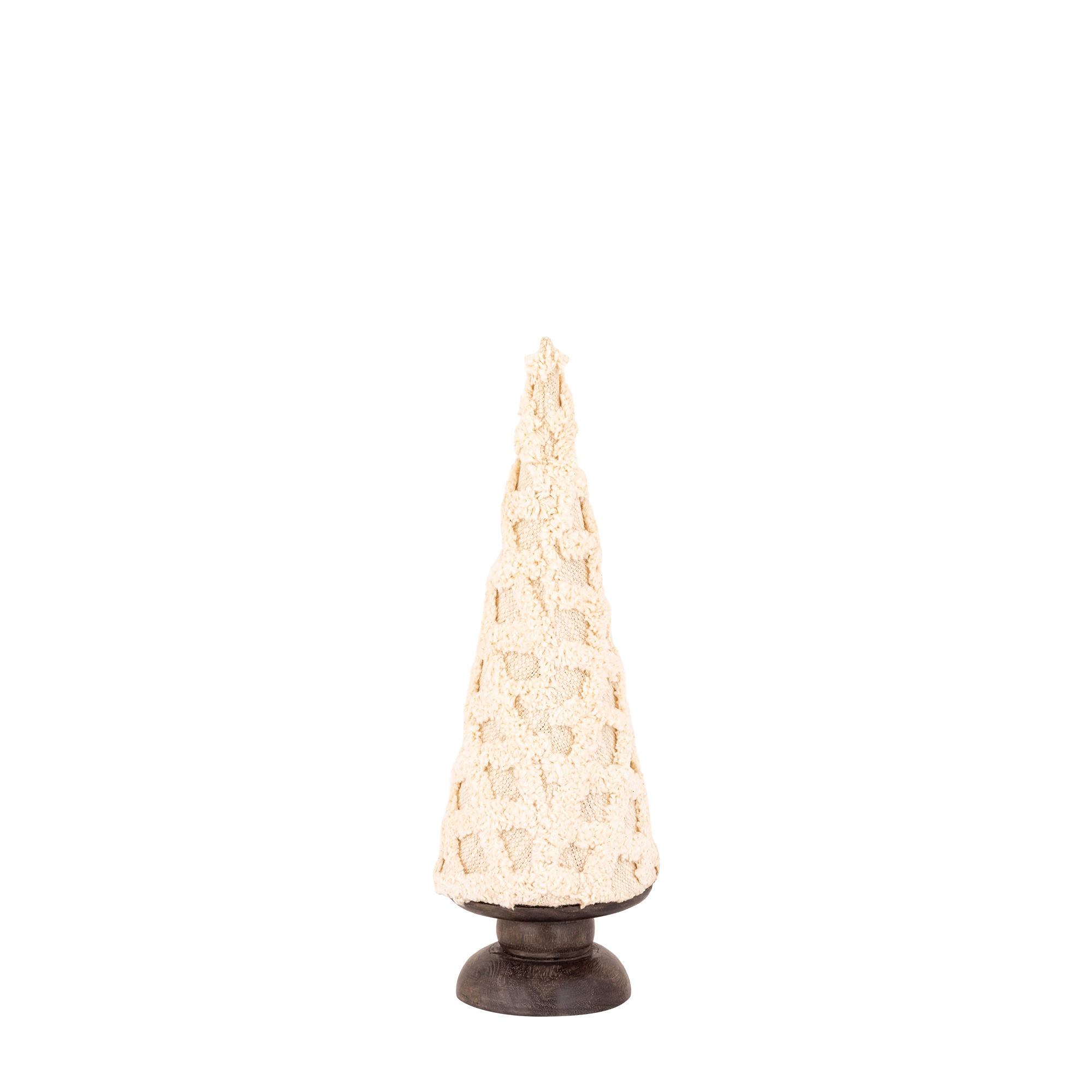 Syann White fabric tree wooden base S, 10.0 x 10.0 x 32.0 cm