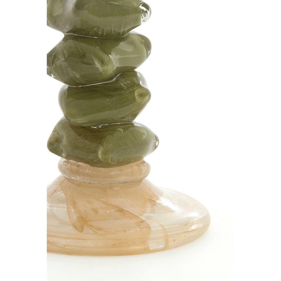 Thumbnail: Kandelaar Estin glanzend crème/groen, Ø11,5x35cm