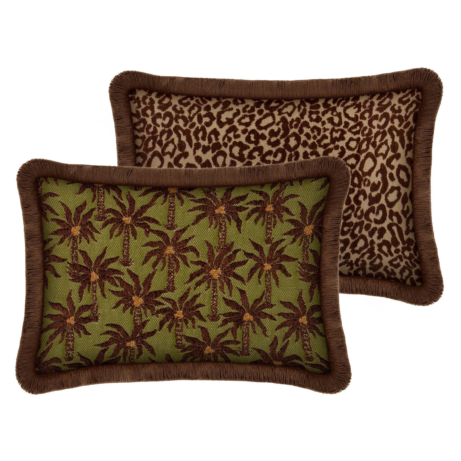 Palais Kussen Laura Chocolade & Olijf x Maya Chocolade & Raffia, 50x30cm