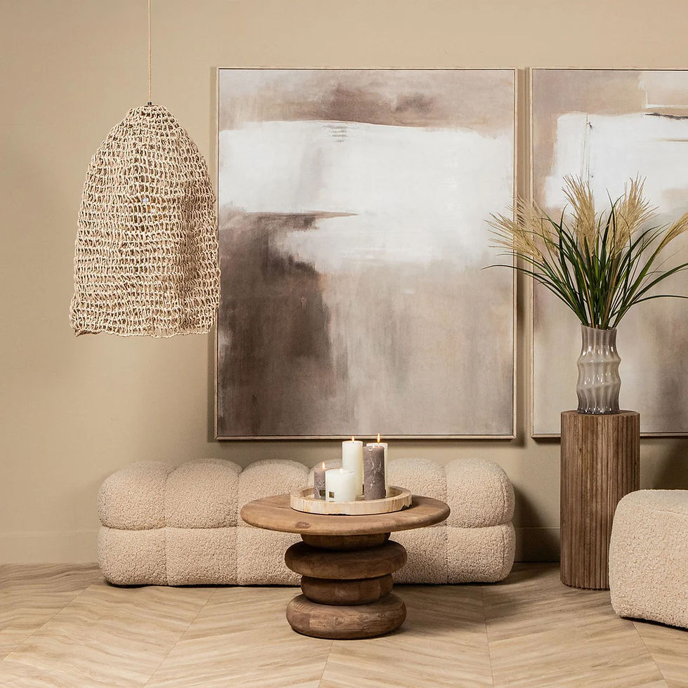 Thumbnail: Teddy Beige fabric square pouf, 45x45x45cm