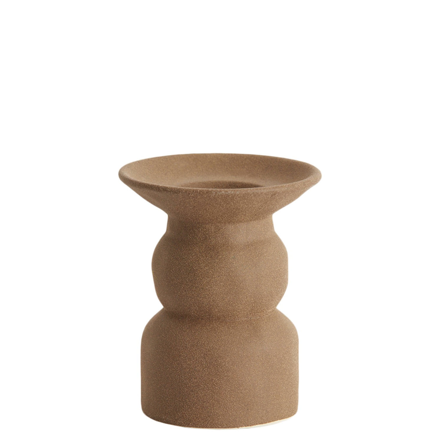 Kandelaar ATRANI keramiek mat bruin, Ø12,5x15cm