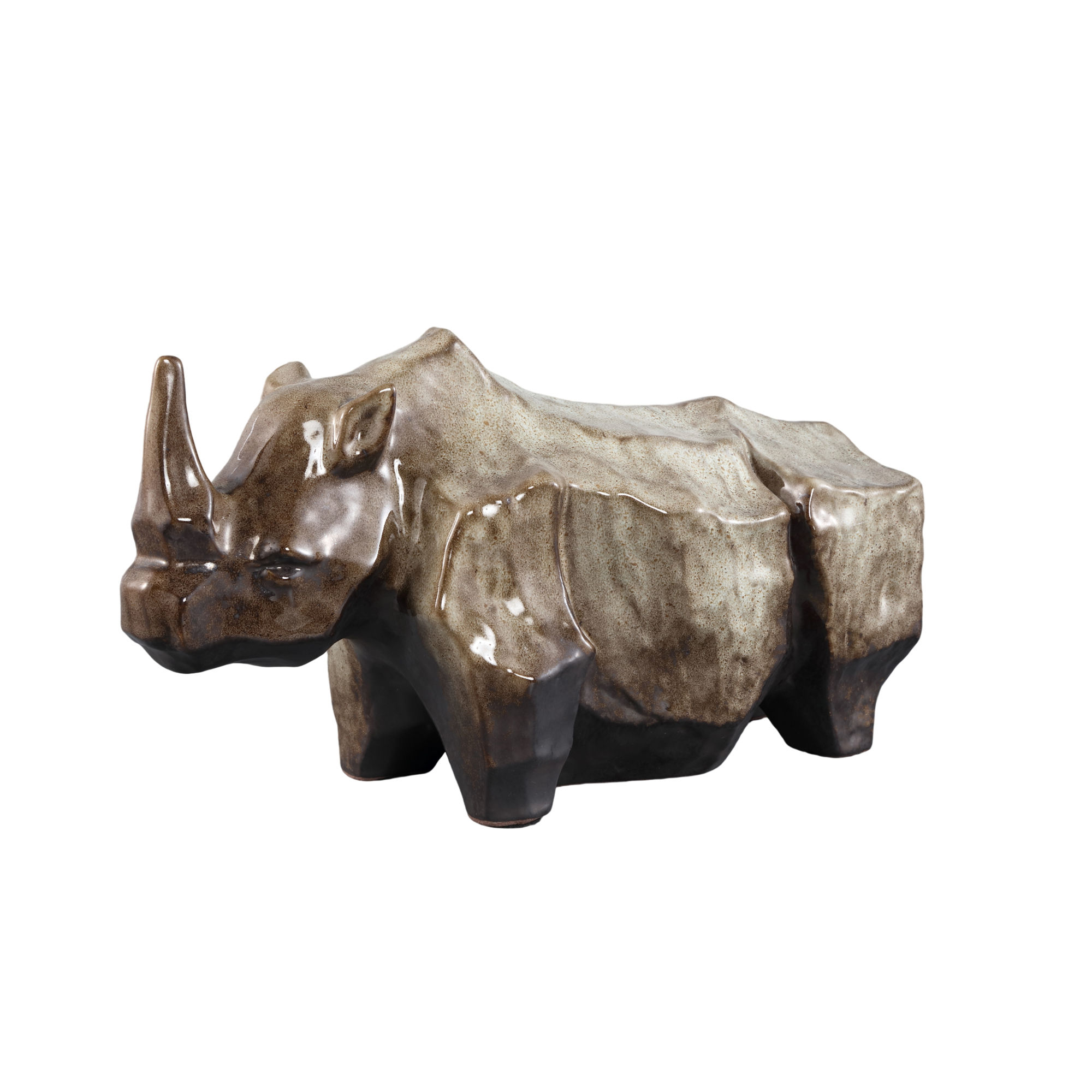 Tarig Light Brown ceramic rhino ornament L 37.5 x 17.0 x 20.0 cm