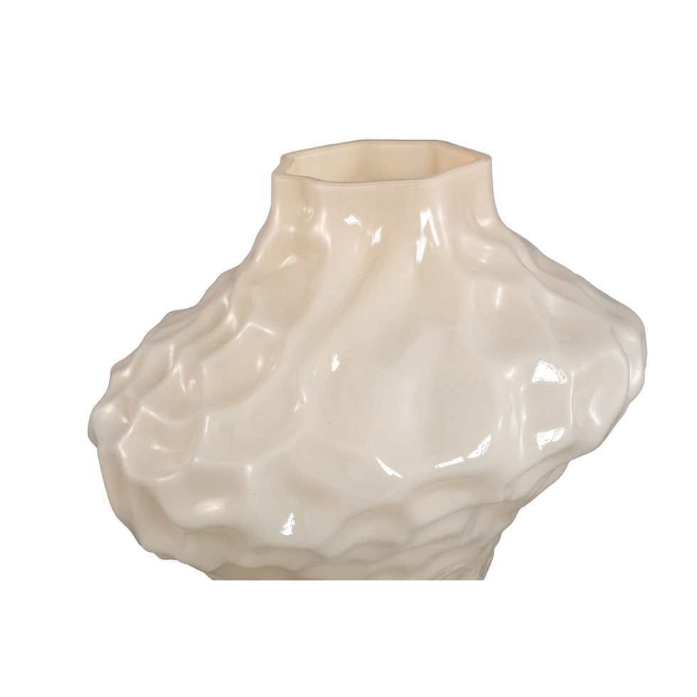 Thumbnail: Moises Cream irregular dented glass vase L, 27x27x25.5cm