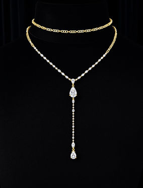 Designer Gold Lariat Necklace