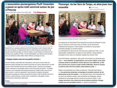 PluM’ Ensemble a les honneurs de la presse ("Hors du Temps" le 18 avril)