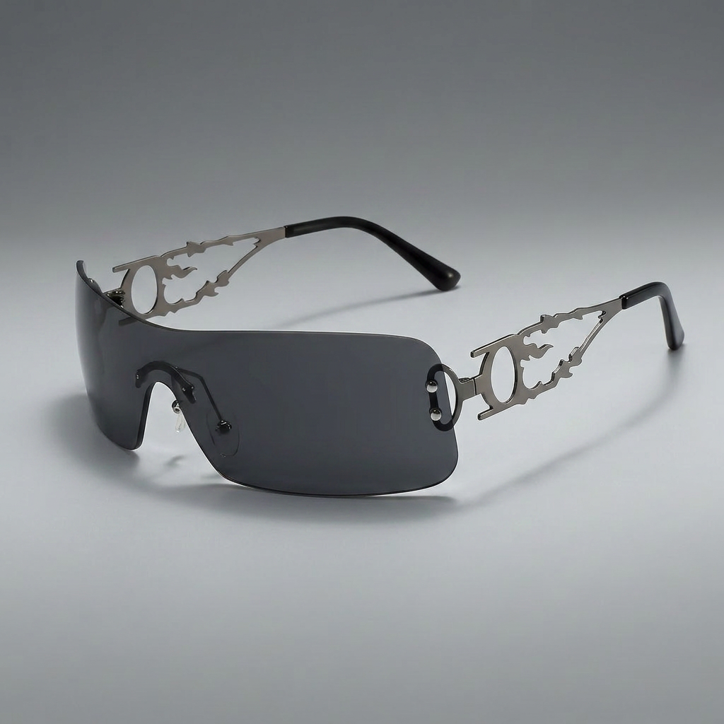 Mayfair Y2K Shield Sunglasses - Luxury Filigree Edition