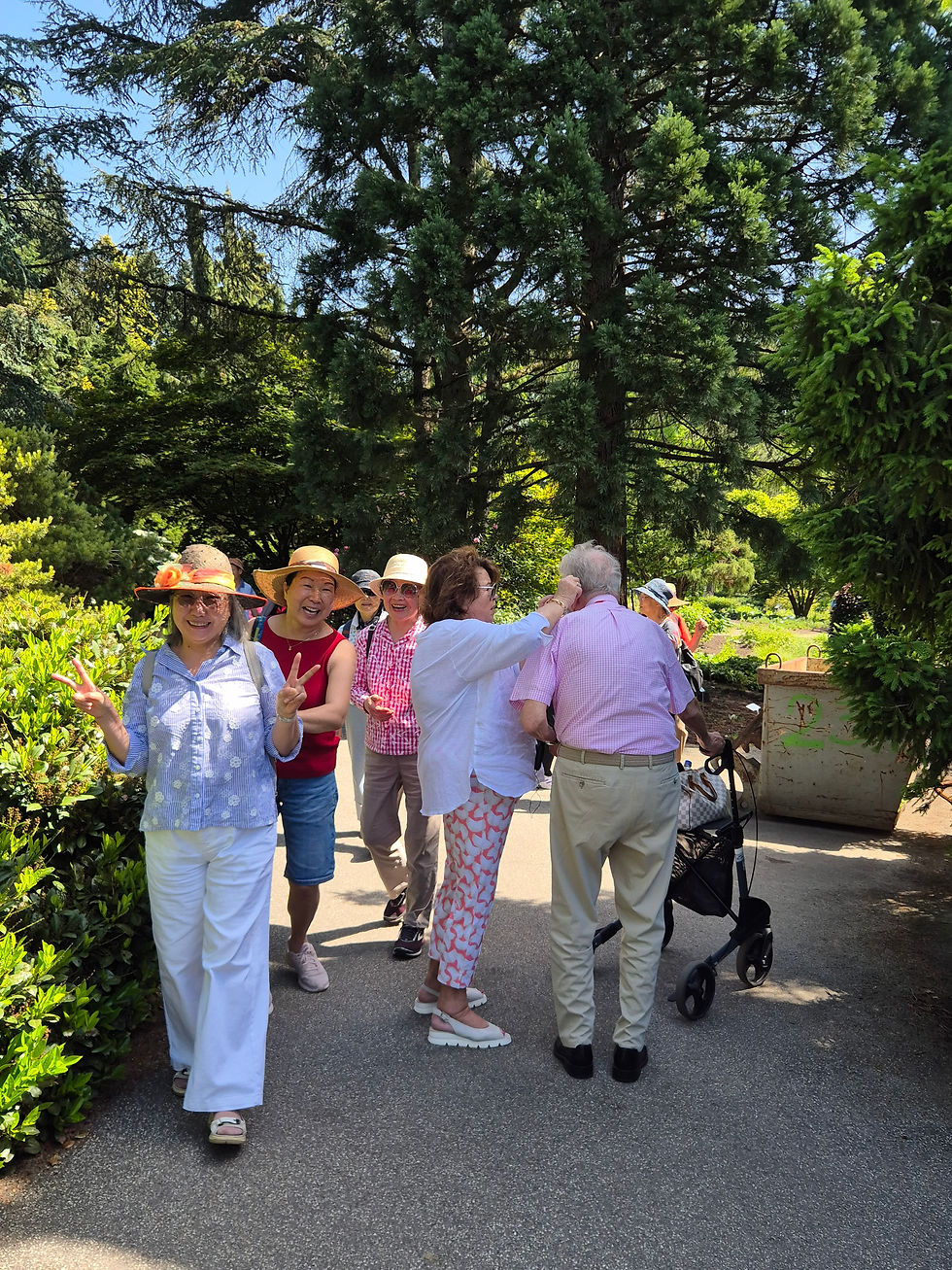 Korean community sharing mugwort rice cake during Hamburg health walking