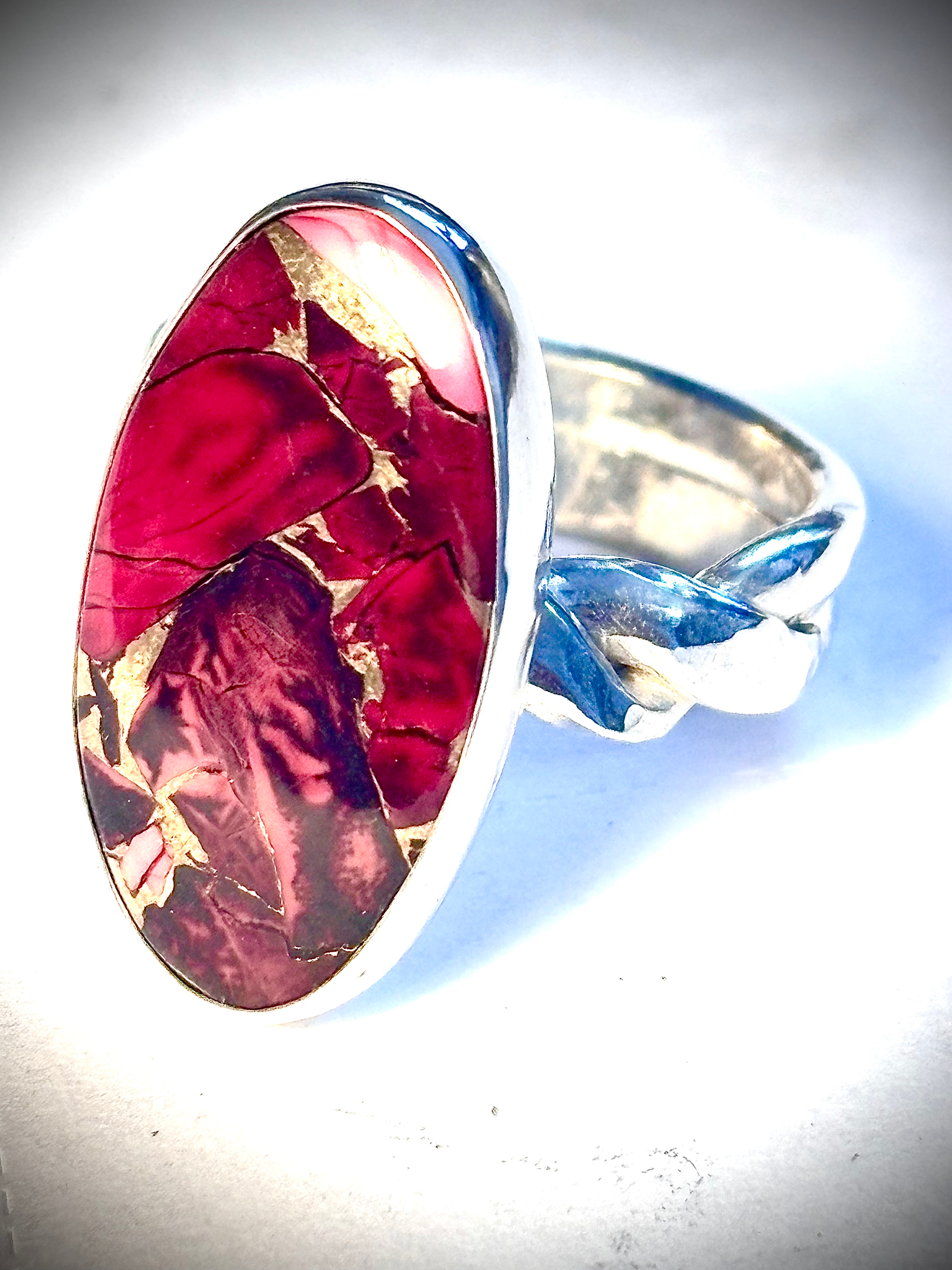Red oyster copper turqoiuse ring