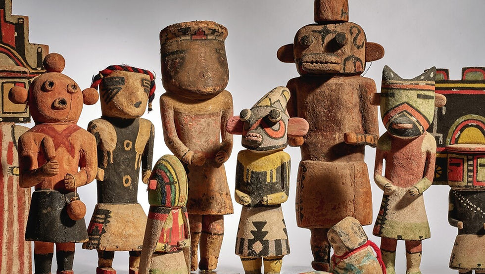 image of a collection of old Hopi Kachinas