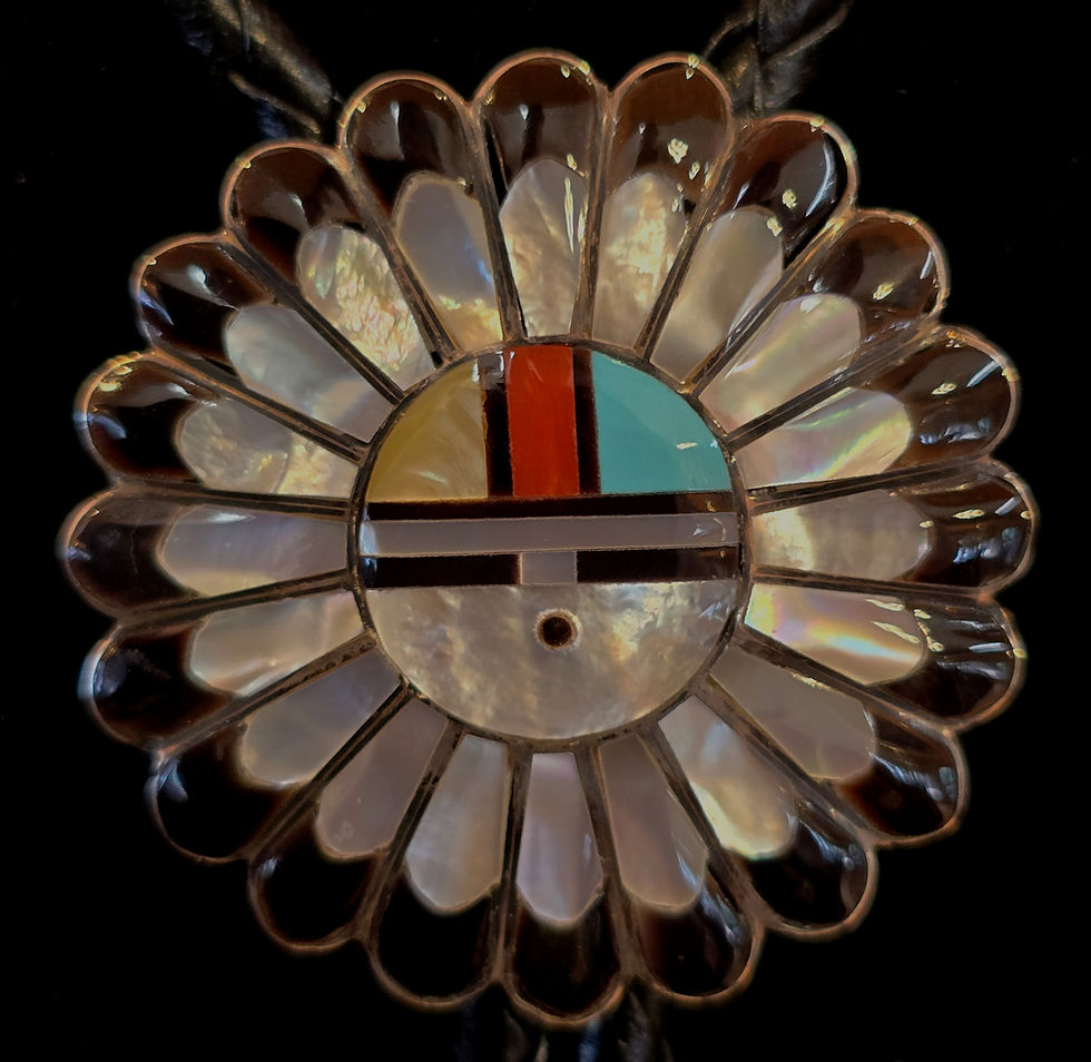 Classic Zuni Sunface bolo design