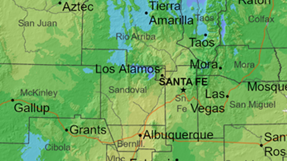 image of a map of Northwestern New Mexico including the towns where James was raised and educated