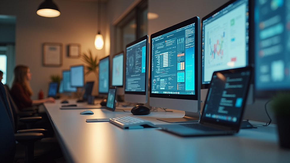 Eye-level view of a sleek, modern web design workspace