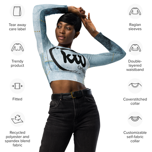 Recycled long-sleeve crop top | kworiginalart.com