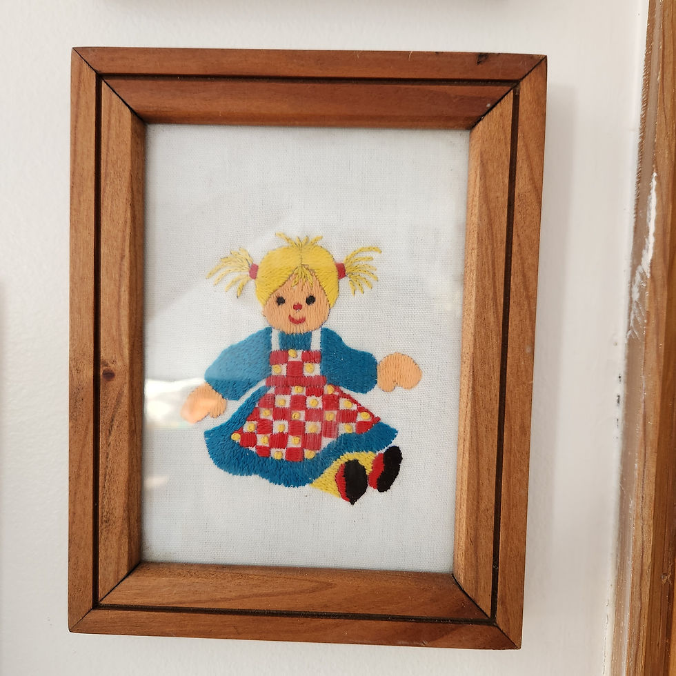 Thumbnail: Set of two Raggedy Ann and Andy crewel embroidery 1977