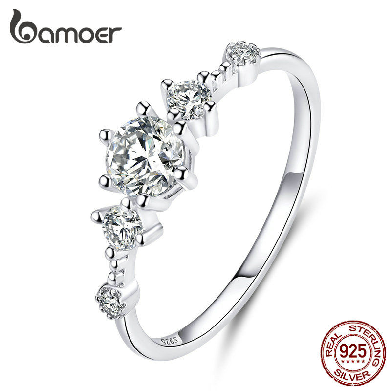 Evelina 925 sterling silver three stone zircon ring