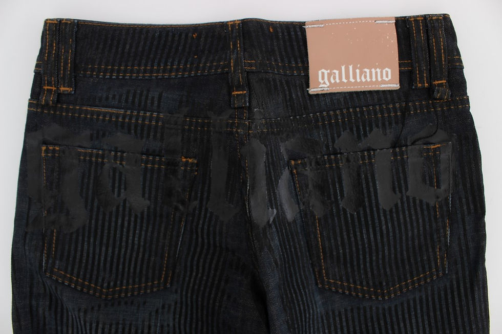 Thumbnail: John Galliano Blue Wash Cotton Blend Slim Fit Bootcut Jeans