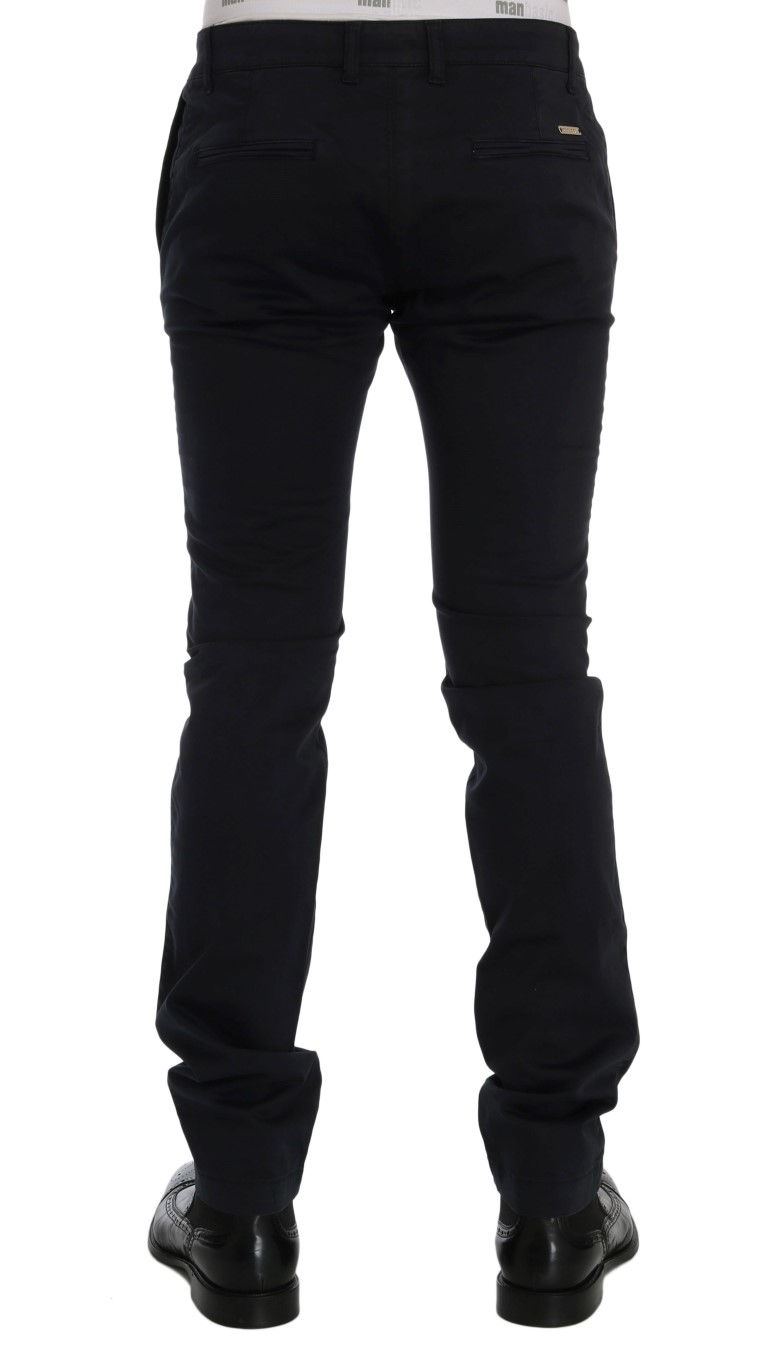 Thumbnail: GF Ferre Blue Cotton Stretch Chinos Pants