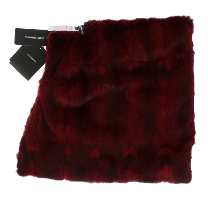 Thumbnail: Dolce & Gabbana Bordeaux Hamster Fur Crochet Hood Scarf Hat