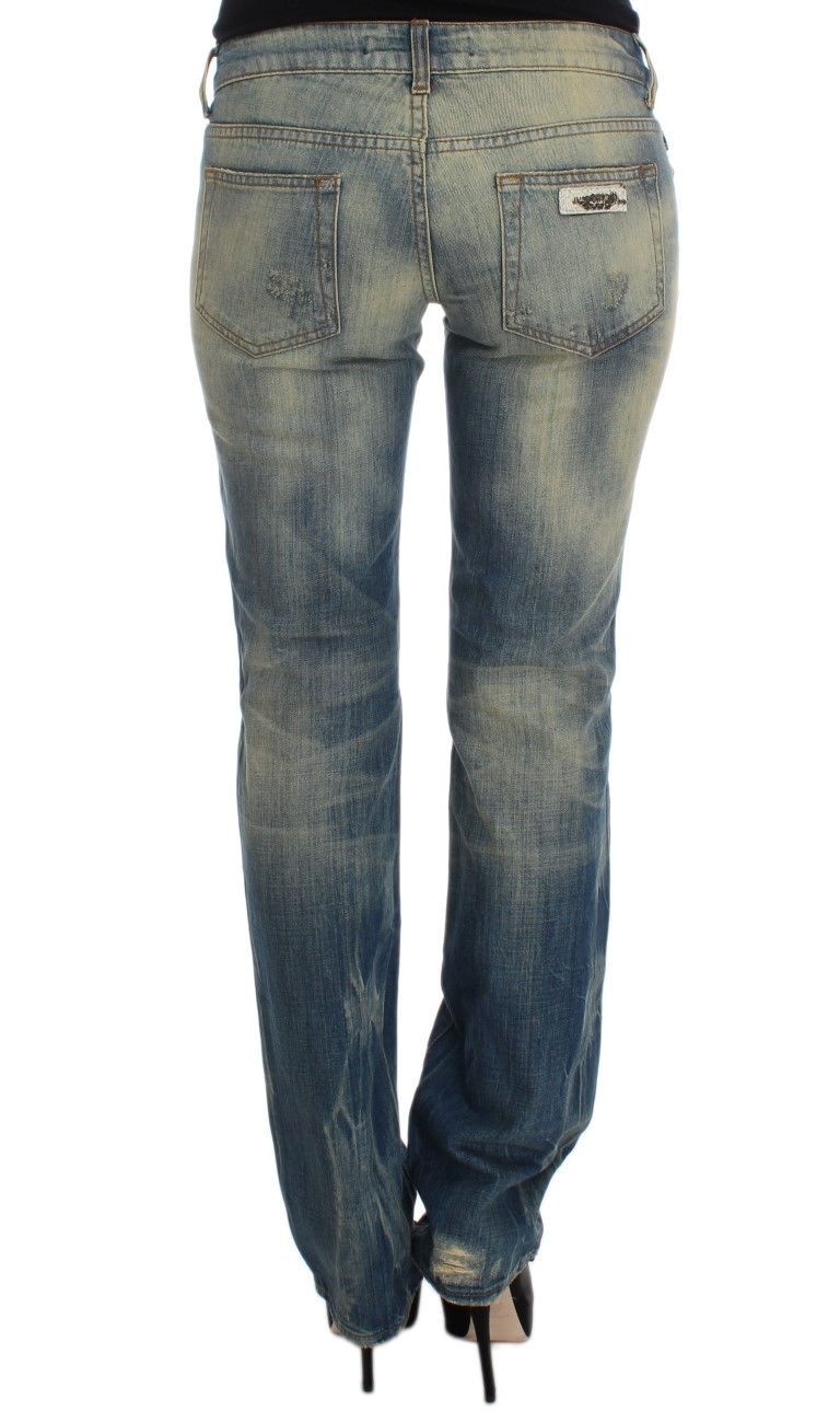Thumbnail: Cavalli Blue Wash Cotton Slim Fit Bootcut Jeans