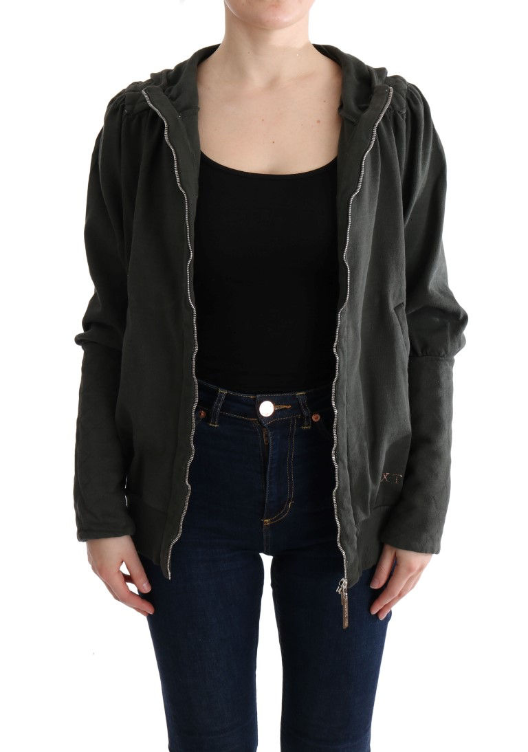 Thumbnail: Exte Gray Top Hooded Cotton Zipper Sweater