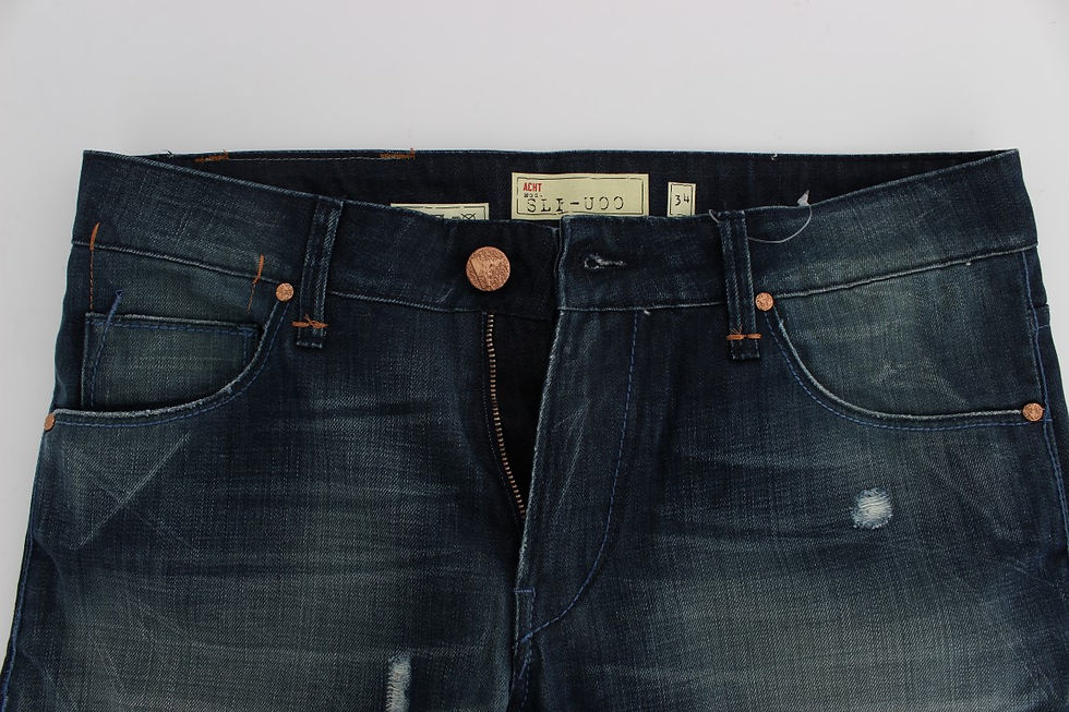 Thumbnail: Acht Blue Wash Cotton Denim Slim Fit Jeans