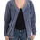 Thumbnail: Cavalli Blue velvet zipup sweater